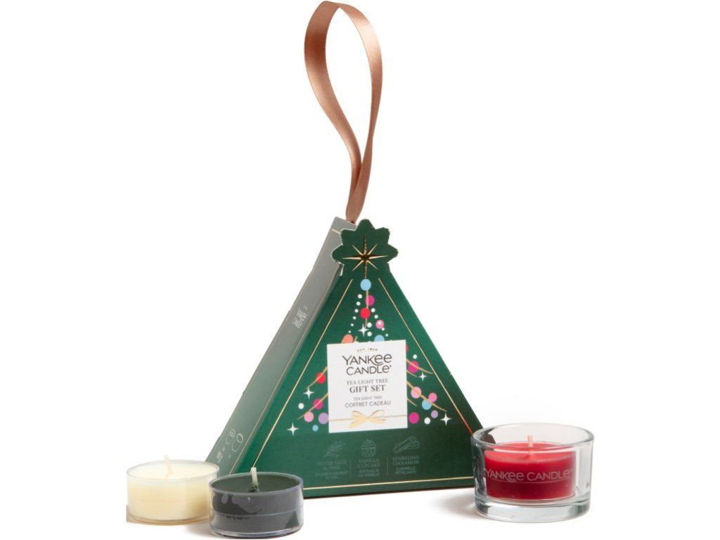 Yankee Candle vánoční dárková sada 3 svíčky se svícnem